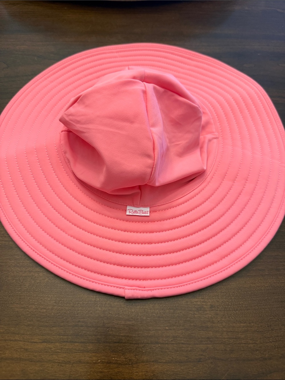 Ruffle Butts Coral Pink Wide-Brim Sun Hat